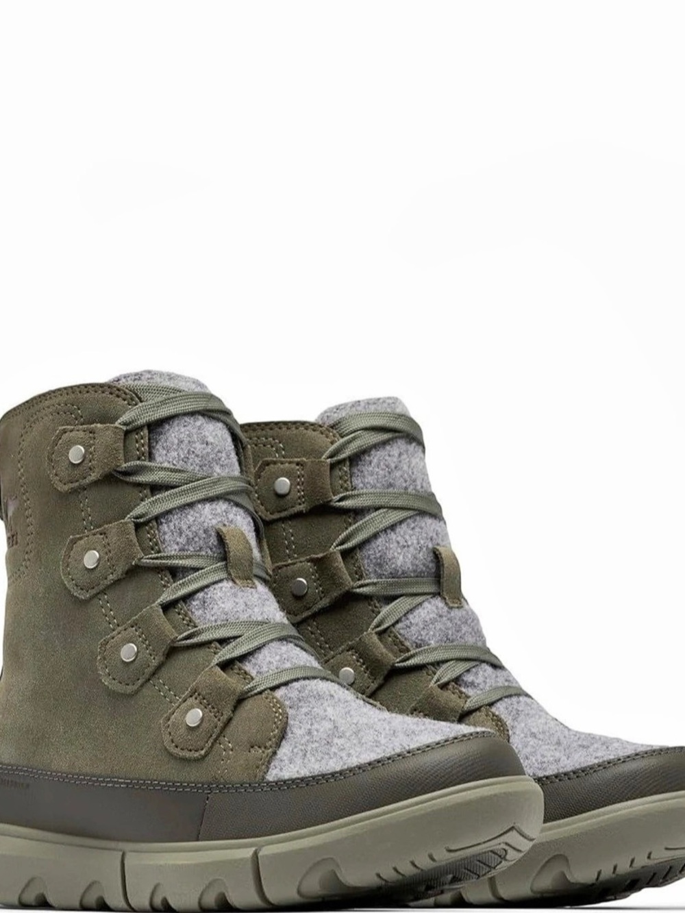 New Sorel Explorer II Joan Felt Waterproof Boot Boots Green & Gray US 8